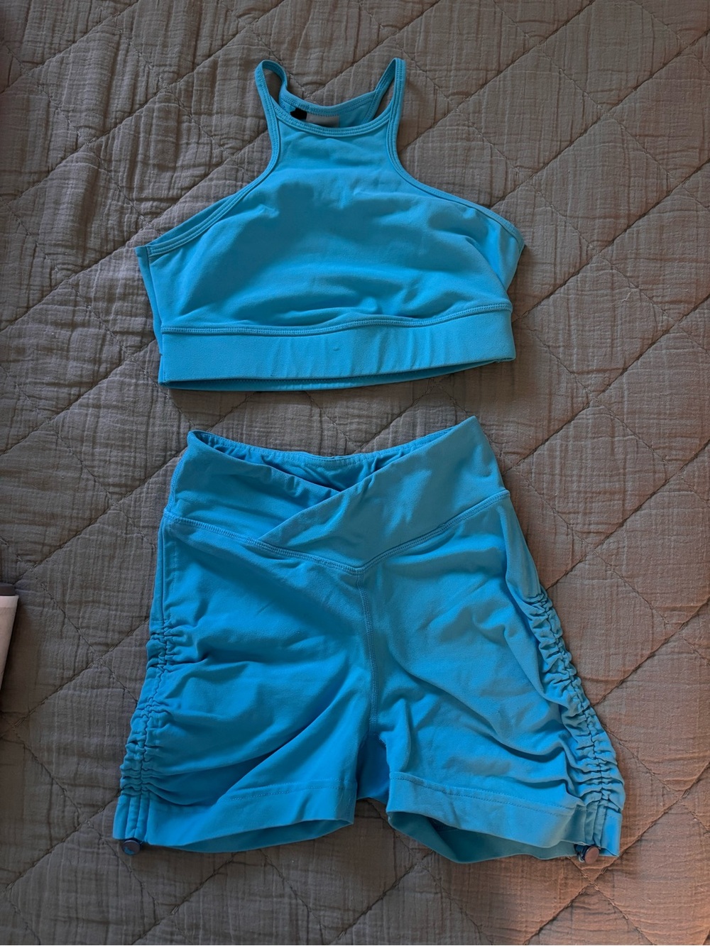 Bo + Tee Athletic Crop Top and Ruched Shorts Set